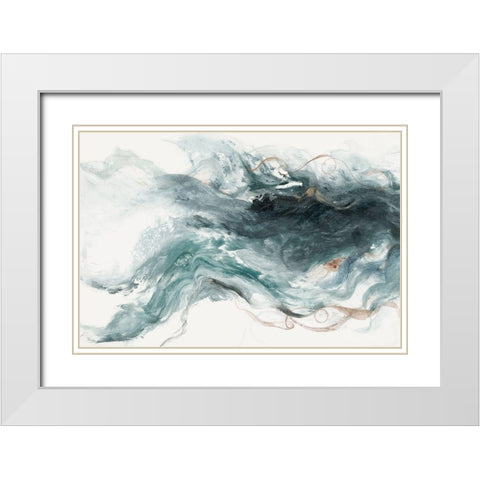 Teal Haze White Modern Wood Framed Art Print with Double Matting by Woods, Maya