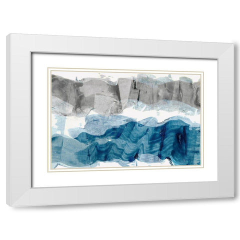 Blue and Grey Stroke  White Modern Wood Framed Art Print with Double Matting by Woods, Maya