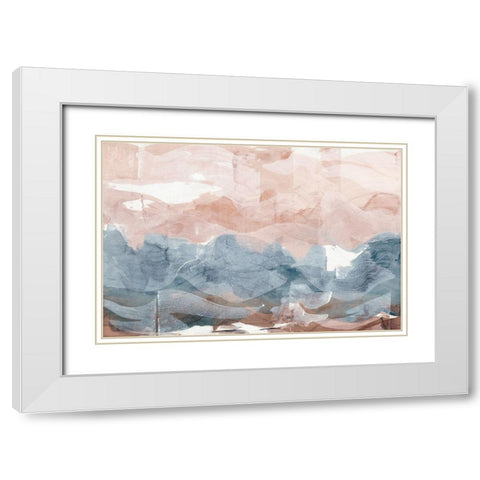 Blue and Pink Stroke  White Modern Wood Framed Art Print with Double Matting by Woods, Maya