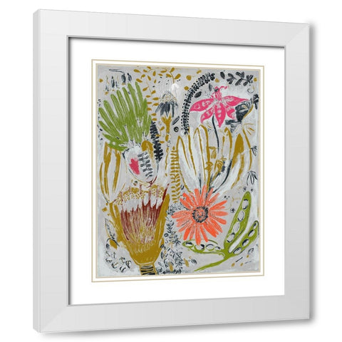 Tropical Blooms I  White Modern Wood Framed Art Print with Double Matting by Woods, Maya