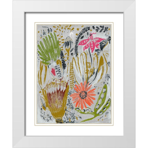 Tropical Blooms I  White Modern Wood Framed Art Print with Double Matting by Woods, Maya