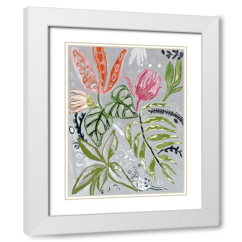 Tropical Blooms II White Modern Wood Framed Art Print with Double Matting by Woods, Maya