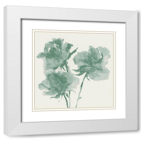 Teal Bundles I White Modern Wood Framed Art Print with Double Matting by Woods, Maya