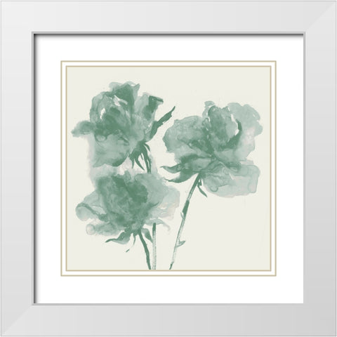 Teal Bundles I White Modern Wood Framed Art Print with Double Matting by Woods, Maya