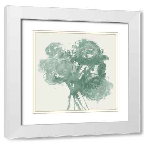 Teal Bundles II White Modern Wood Framed Art Print with Double Matting by Woods, Maya