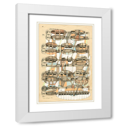 Geometry of Music White Modern Wood Framed Art Print with Double Matting by Galapon, Nikki