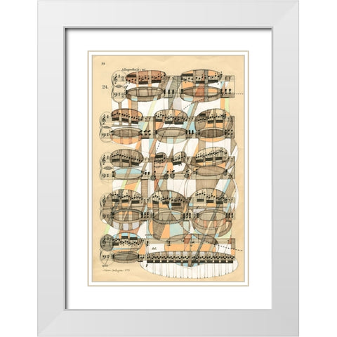 Geometry of Music White Modern Wood Framed Art Print with Double Matting by Galapon, Nikki