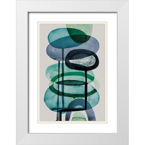 Blue Escape II White Modern Wood Framed Art Print with Double Matting by Galapon, Nikki