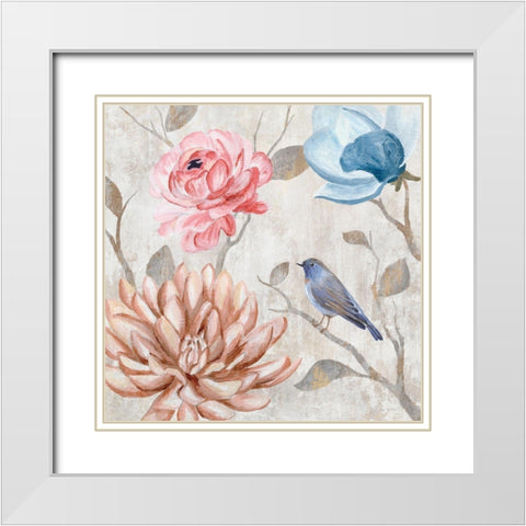 Blossoming Buds II White Modern Wood Framed Art Print with Double Matting by Ciullini, Andrea