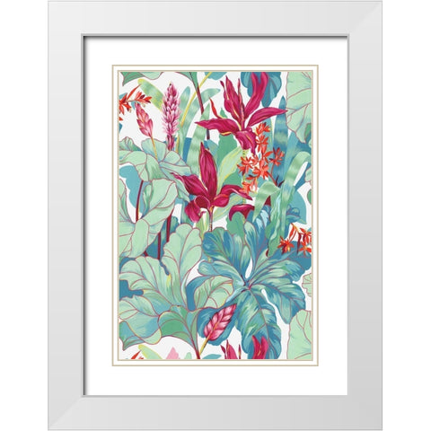 Tropical Flowers I  White Modern Wood Framed Art Print with Double Matting by Egan, N.H.