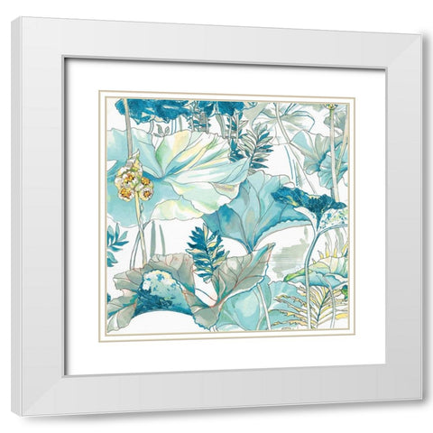 Blue Tropico II  White Modern Wood Framed Art Print with Double Matting by Egan, N.H.