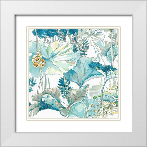 Blue Tropico II  White Modern Wood Framed Art Print with Double Matting by Egan, N.H.