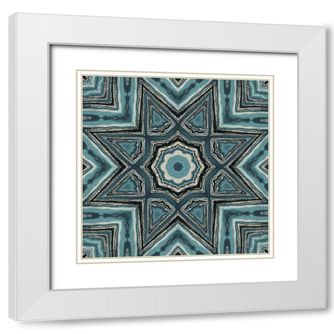 Gold Teal Tile I  White Modern Wood Framed Art Print with Double Matting by Haase, Andrea