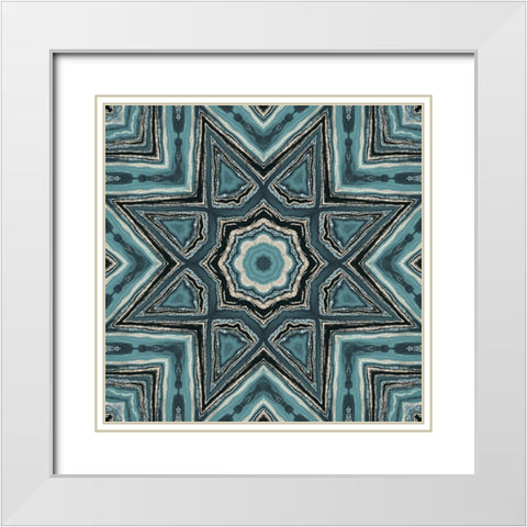 Gold Teal Tile I  White Modern Wood Framed Art Print with Double Matting by Haase, Andrea