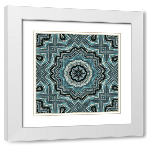 Gold Teal Tile II  White Modern Wood Framed Art Print with Double Matting by Haase, Andrea