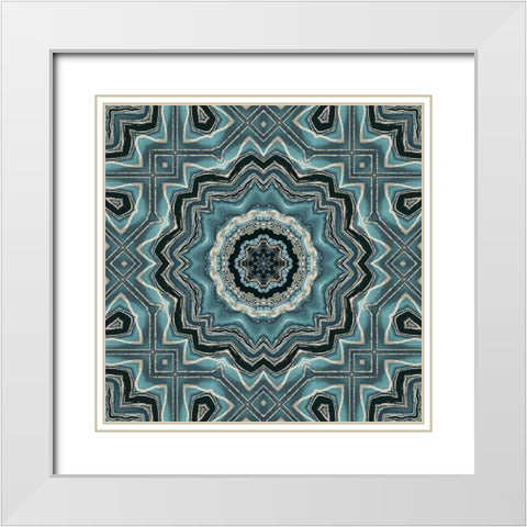 Gold Teal Tile II  White Modern Wood Framed Art Print with Double Matting by Haase, Andrea