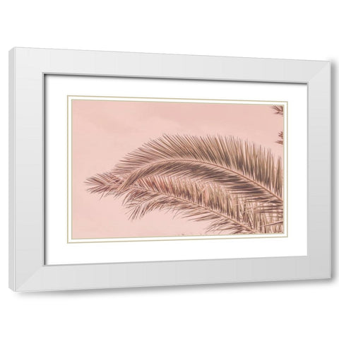 Portugal Travel Impression Blush Palm  White Modern Wood Framed Art Print with Double Matting by Haase, Andrea