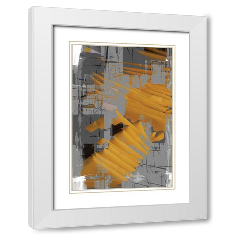 Yellow Slices White Modern Wood Framed Art Print with Double Matting by Stelfox, Norm