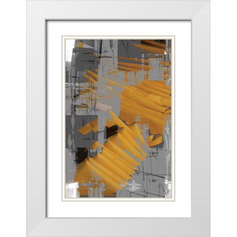 Yellow Slices White Modern Wood Framed Art Print with Double Matting by Stelfox, Norm