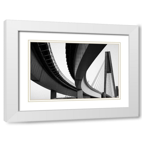 Bridge Curve White Modern Wood Framed Art Print with Double Matting by Stelfox, Norm