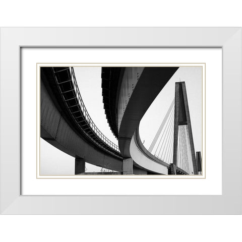 Bridge Curve White Modern Wood Framed Art Print with Double Matting by Stelfox, Norm
