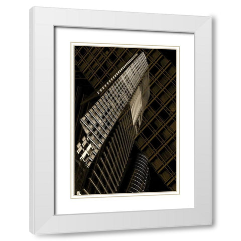 Slats White Modern Wood Framed Art Print with Double Matting by Selfox, Norm