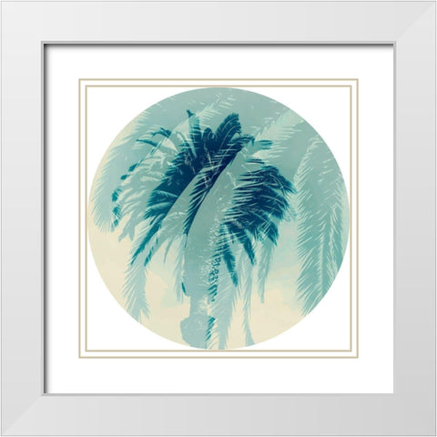 Blue Palm II  White Modern Wood Framed Art Print with Double Matting by Stelfox, Norm