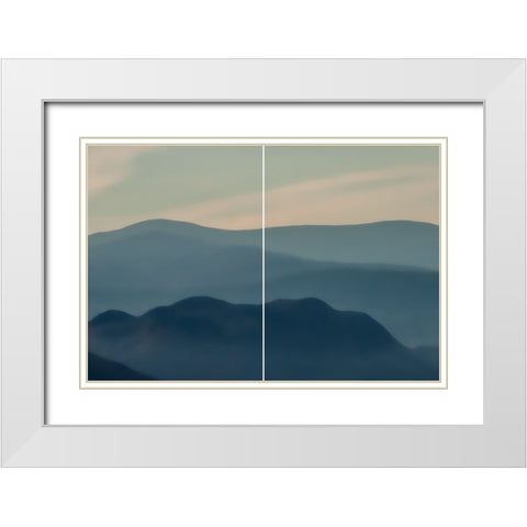 Blue Mountains White Modern Wood Framed Art Print with Double Matting by Stelfox, Norm