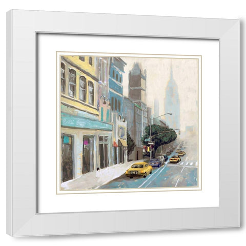 New York White Modern Wood Framed Art Print with Double Matting by Novak, Rick