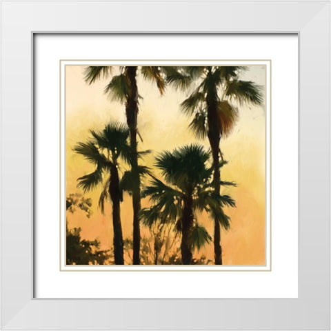 Morning Palm Tree I White Modern Wood Framed Art Print with Double Matting by Novak, Rick