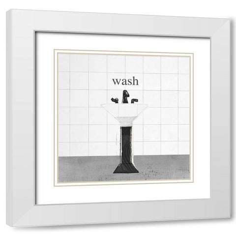 Sink White Modern Wood Framed Art Print with Double Matting by Novak, Rick