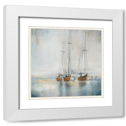 Blue Sailing I  White Modern Wood Framed Art Print with Double Matting by Novak, Rick