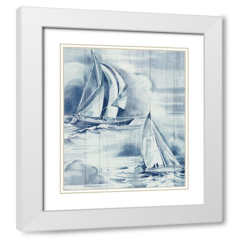 Blue Vintage Sea Life  White Modern Wood Framed Art Print with Double Matting by Jones, Eli