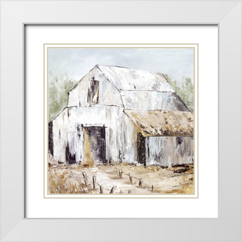 White Barn  White Modern Wood Framed Art Print with Double Matting by Jones, Eli