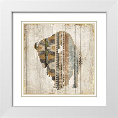 Navaho Bison I  White Modern Wood Framed Art Print with Double Matting by Jones, Eli