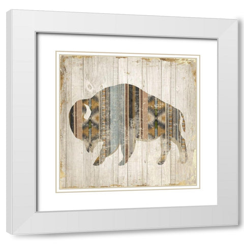 Navaho Bison II  White Modern Wood Framed Art Print with Double Matting by Jones, Eli