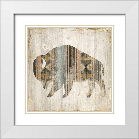 Navaho Bison II  White Modern Wood Framed Art Print with Double Matting by Jones, Eli