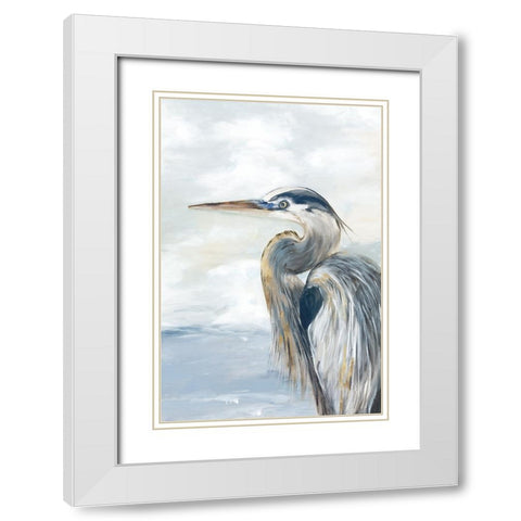 Morning Heron White Modern Wood Framed Art Print with Double Matting by Jones, Eli