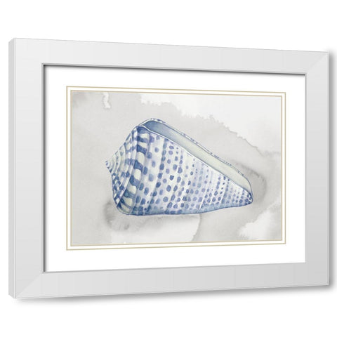 Soft Blue Shell II White Modern Wood Framed Art Print with Double Matting by Jones, Eli