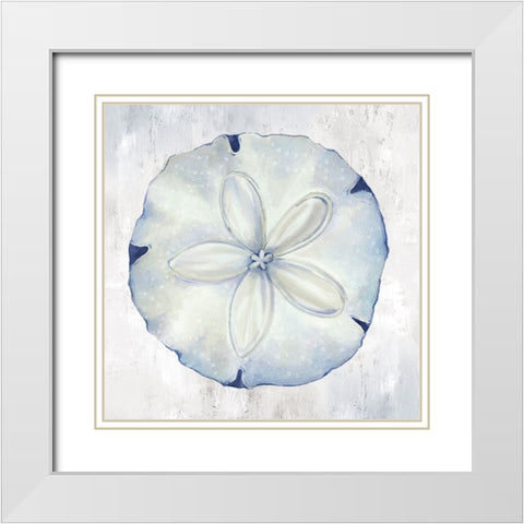 Blue Sand Dollar White Modern Wood Framed Art Print with Double Matting by Jones, Eli