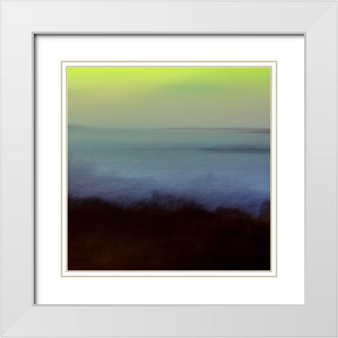 Green Ocean II White Modern Wood Framed Art Print with Double Matting by Joy, Olivia