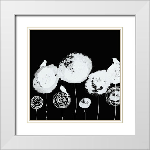Black and White Flowers I White Modern Wood Framed Art Print with Double Matting by Orlov, Irena
