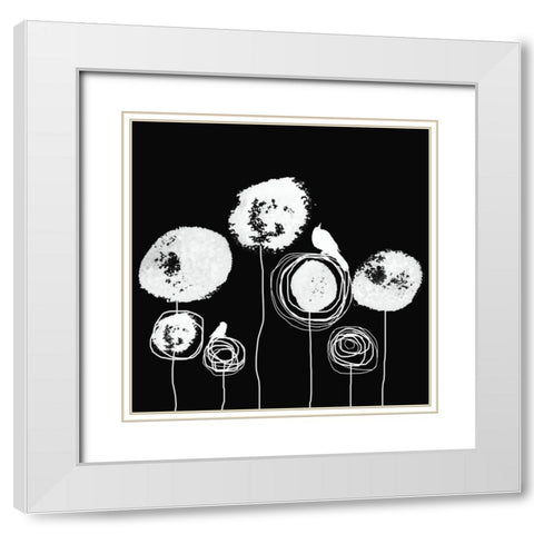 Black and White Flowers II White Modern Wood Framed Art Print with Double Matting by Orlov, Irena