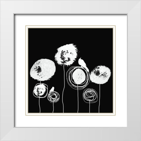 Black and White Flowers II White Modern Wood Framed Art Print with Double Matting by Orlov, Irena