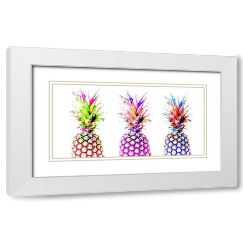 Colourful Pinapples I  White Modern Wood Framed Art Print with Double Matting by Orlov, Irena