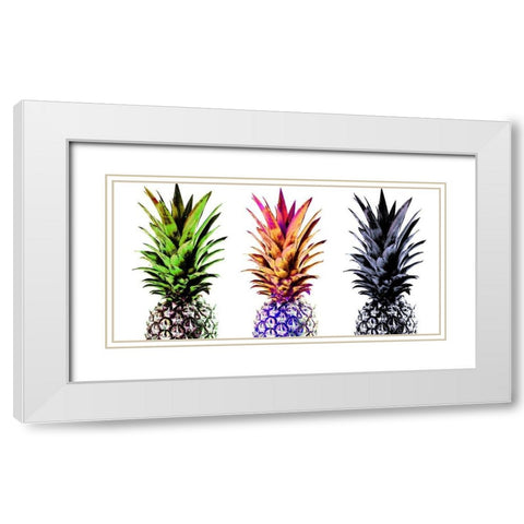 Colourful Pinapples II  White Modern Wood Framed Art Print with Double Matting by Orlov, Irena