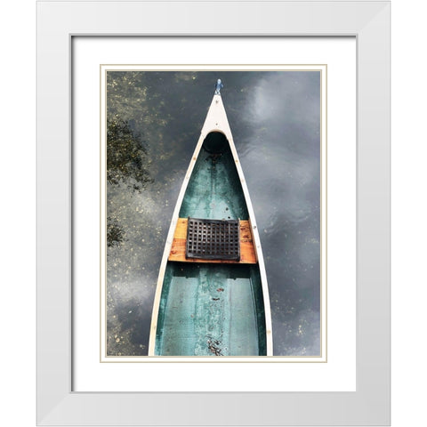 Blue Old Wooden Boat II White Modern Wood Framed Art Print with Double Matting by Orlov, Irena