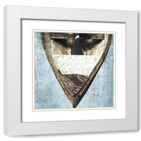 Wooden Sailboat Blue Version White Modern Wood Framed Art Print with Double Matting by Orlov, Irena