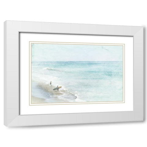 Blue Surfing  White Modern Wood Framed Art Print with Double Matting by Orlov, Irena