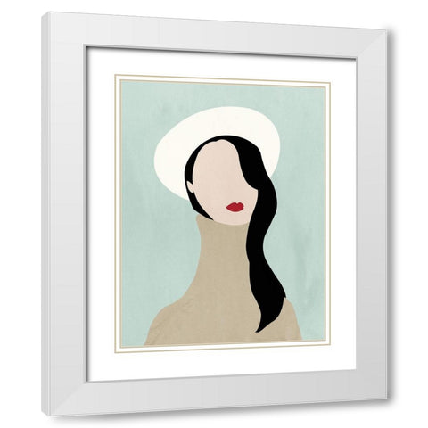 Selfportrait White Modern Wood Framed Art Print with Double Matting by Sozi